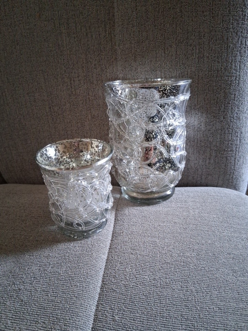 Rare Vtg Speckled Mercury Glass Set Of Two Candle Holders
